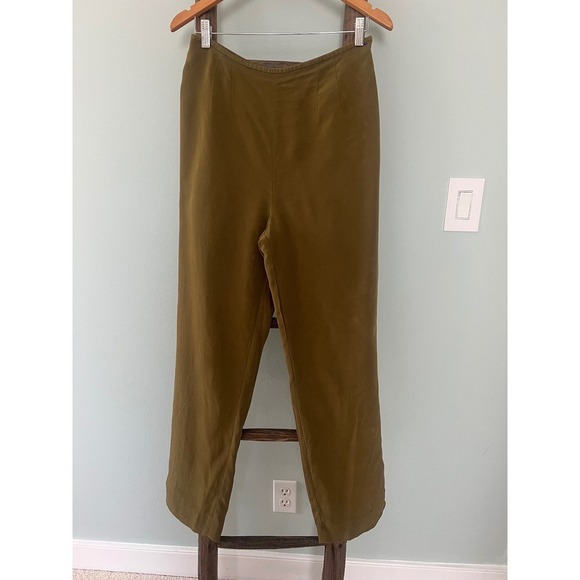Travis Ayers Dressbarn Silk Olive Green Dress Pants Career Size 10 - Picture 2 of 4